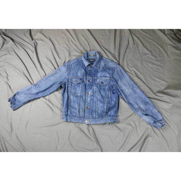 Vintage Calvin Klein Denim Jacket Women Medium Blue Tie Dye Blue Button Up - Picture 1 of 9
